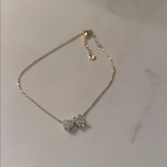 Elegant Gold Bracelet with Crystal Accents K with heart pendant bracelet/anklet - Picture 2 of 2